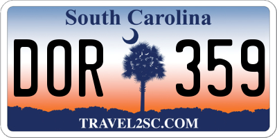 SC license plate DOR359