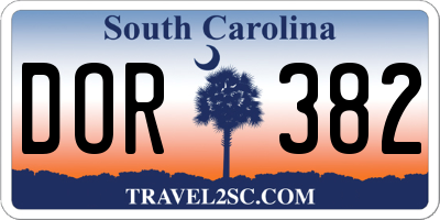 SC license plate DOR382