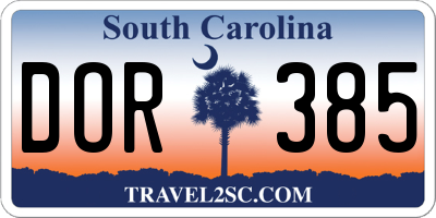 SC license plate DOR385