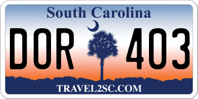 SC license plate DOR403