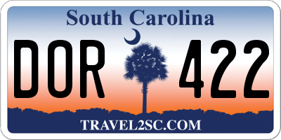 SC license plate DOR422