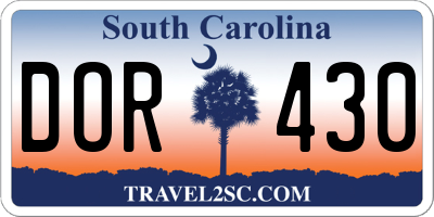 SC license plate DOR430