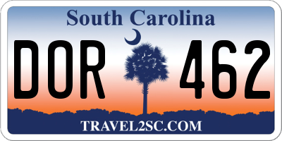 SC license plate DOR462