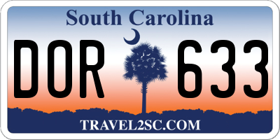 SC license plate DOR633