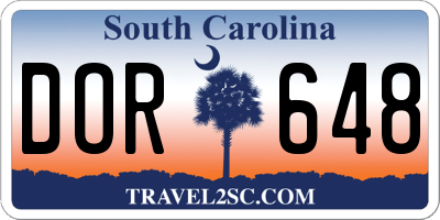 SC license plate DOR648