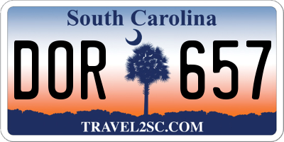 SC license plate DOR657