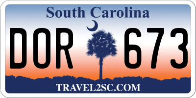 SC license plate DOR673