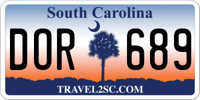 SC license plate DOR689
