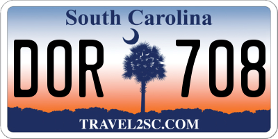SC license plate DOR708