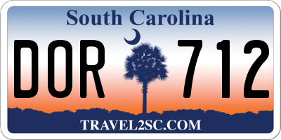 SC license plate DOR712