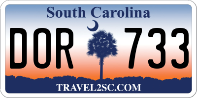 SC license plate DOR733