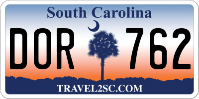 SC license plate DOR762