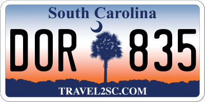 SC license plate DOR835