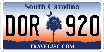 SC license plate DOR920