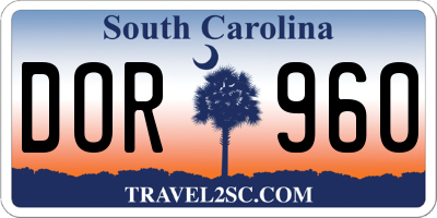 SC license plate DOR960