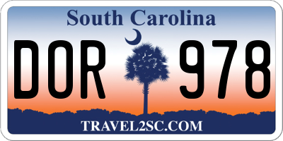 SC license plate DOR978