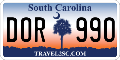 SC license plate DOR990