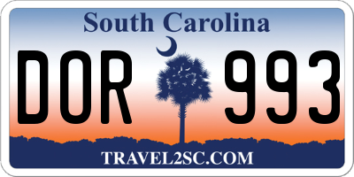 SC license plate DOR993