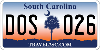 SC license plate DOS026