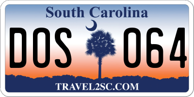 SC license plate DOS064