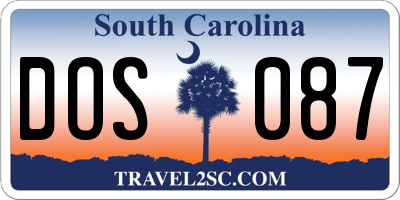 SC license plate DOS087