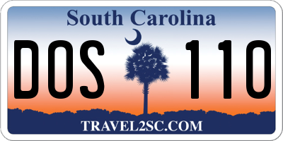 SC license plate DOS110