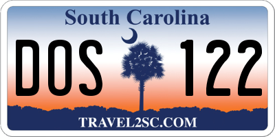 SC license plate DOS122