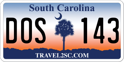 SC license plate DOS143