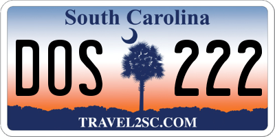 SC license plate DOS222