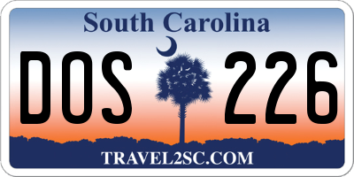 SC license plate DOS226