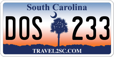 SC license plate DOS233