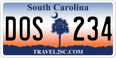 SC license plate DOS234
