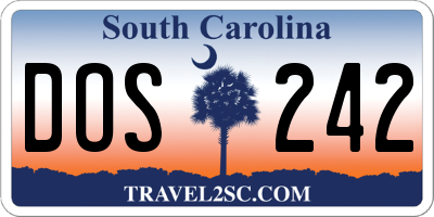 SC license plate DOS242