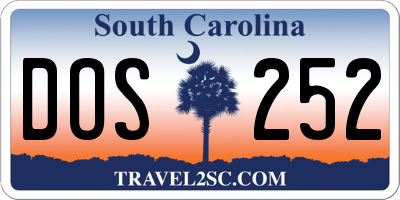 SC license plate DOS252