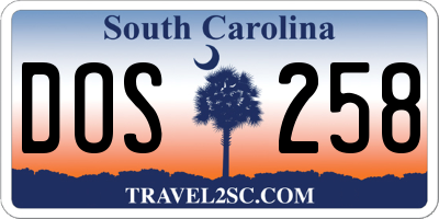 SC license plate DOS258
