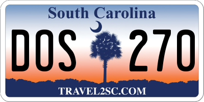 SC license plate DOS270