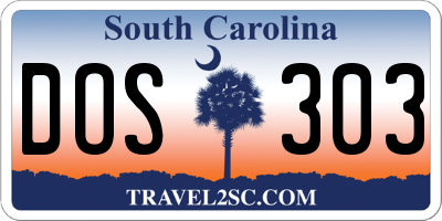 SC license plate DOS303