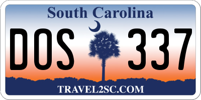 SC license plate DOS337