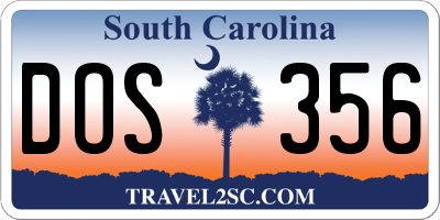 SC license plate DOS356
