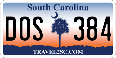 SC license plate DOS384