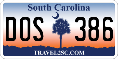 SC license plate DOS386