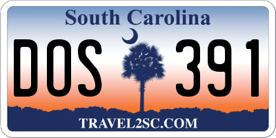 SC license plate DOS391