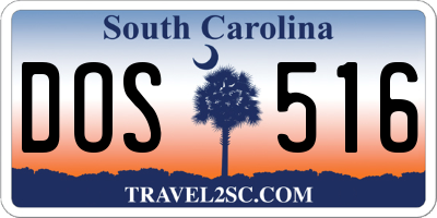 SC license plate DOS516