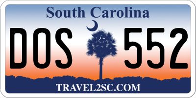 SC license plate DOS552