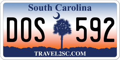 SC license plate DOS592