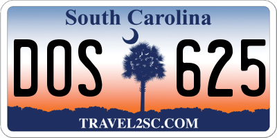 SC license plate DOS625