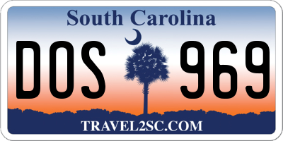 SC license plate DOS969