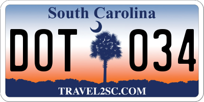 SC license plate DOT034