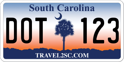 SC license plate DOT123