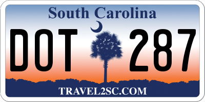 SC license plate DOT287